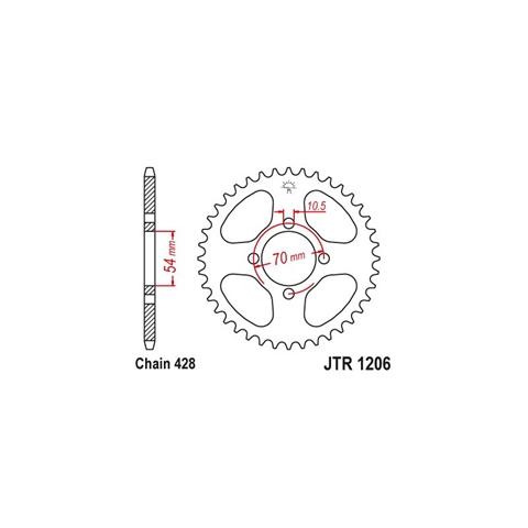 Foaie transmisie 42 dinți JTR1206 - JT Sprockets, pentru motocicletă Honda CBR 125 R (2004 - 2010)