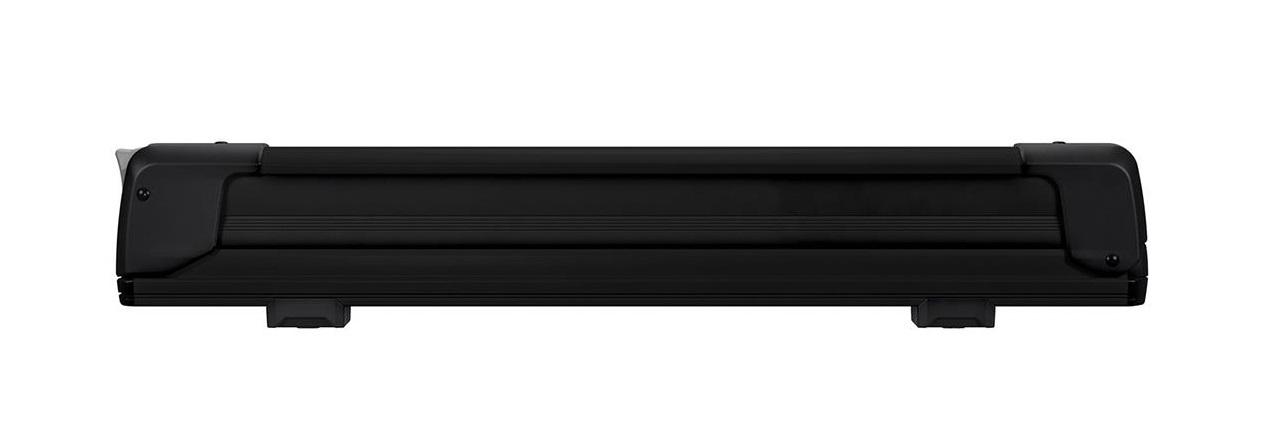 Suport auto extensibil THULE SnowPack pentru 5 perechi de schiuri, model 7325, culoare neagră, compatibil cu bare transversale din aluminiu cu profil T.