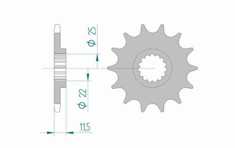 Pinion față standard din oțel AFAM 73303 - 520 - 16 dinți (moto)