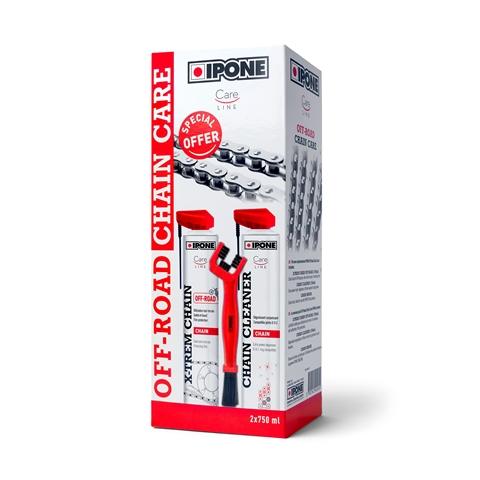 Set întreținere lanț Off Road pentru motociclete IPONE (Spray curățare + lubrifiere + perie) - 800737IP