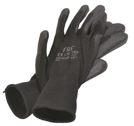 Mănuși de lucru cu strat de poliuretan WD40 Bunting Black Eco, negre, mărimea L/9