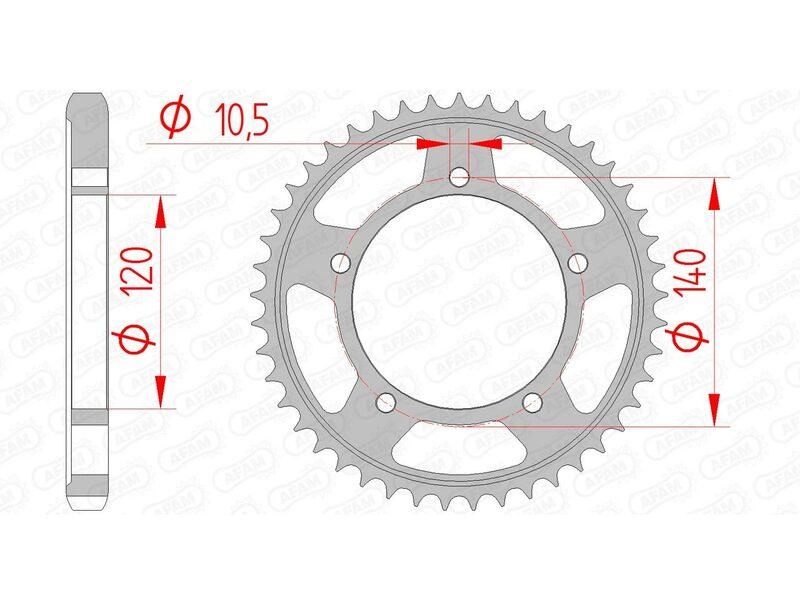 Pinion spate din oțel AFAM 86603 - 530 - 43 dinti (moto)