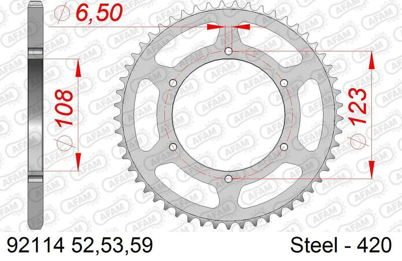 Pinion spate standard din oțel AFAM 92114 - 420 - 92114-59 pentru motociclete