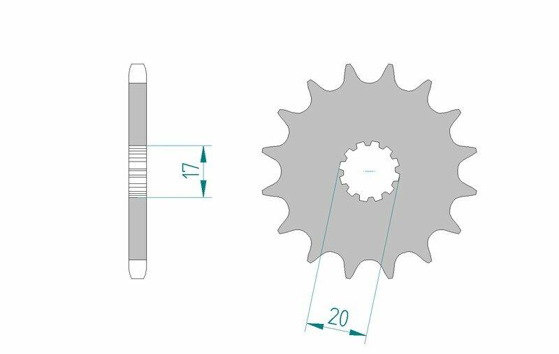 Pinion față standard din oțel AFAM 94118 - 428 - 12 dinți (pentru motocicletă)