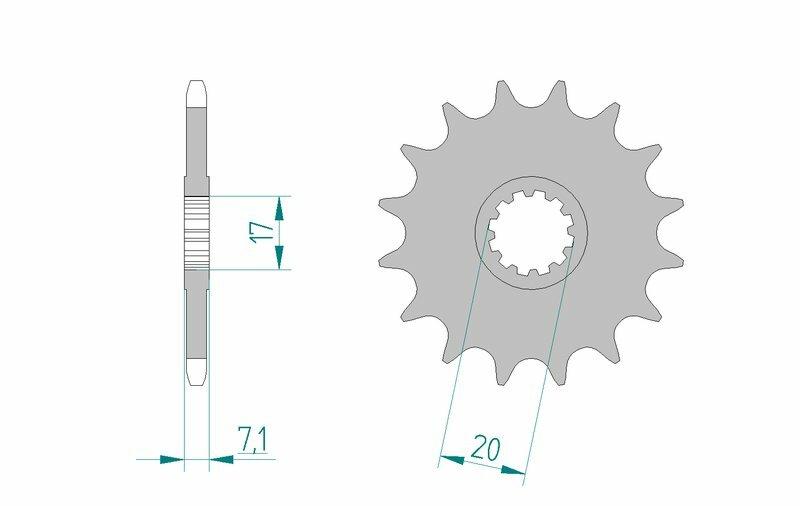 Pinion față standard din oțel AFAM 94119 - 420 - 12T (motocicletă)