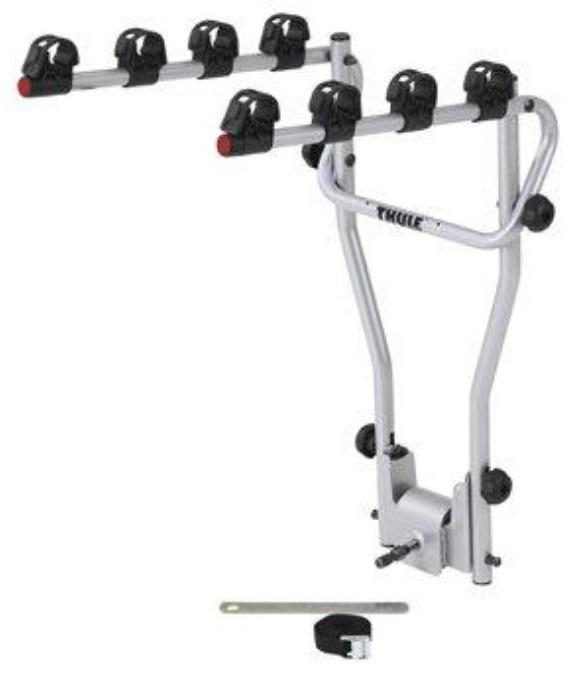 Suport biciclete auto THULE HangOn 4 970805, argintiu, montare pe cârligul de remorcare, capacitate de încărcare 60 kg, pentru 4 biciclete