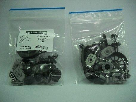 Set clipsuri de montaj pentru aripa față RESTAGRAF A503304, din plastic, compatibile cu Peugeot 407