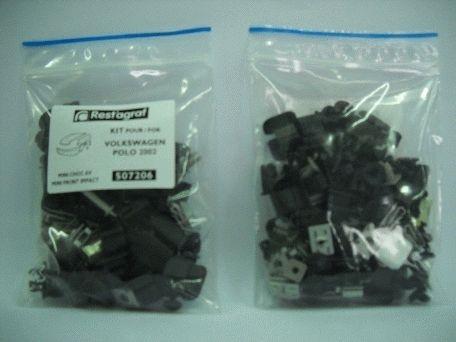 Set clipsuri de montaj pentru bara față și aripi RESTAGRAF A507206, plastic, compatibil cu Volkswagen Polo, 2002-2005