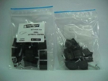 Set clipsuri de montaj capotă motor RESTAGRAF A511404, din plastic, compatibile cu Opel Vectra C
