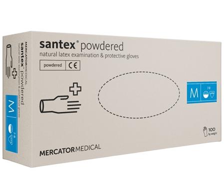 Set 100 mănuși de protecție din latex MERCATOR Santex AD-00-0003, mărime M, pudrate