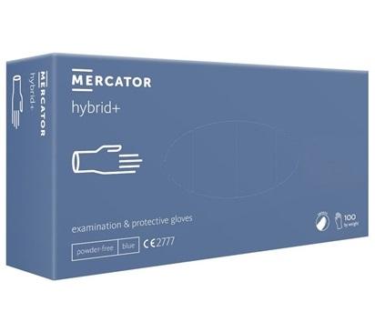 Set 100 mănuși de protecție din vinil/nitril MERCATOR Hybrid AD-00-0022, mărime M, culoare albastră