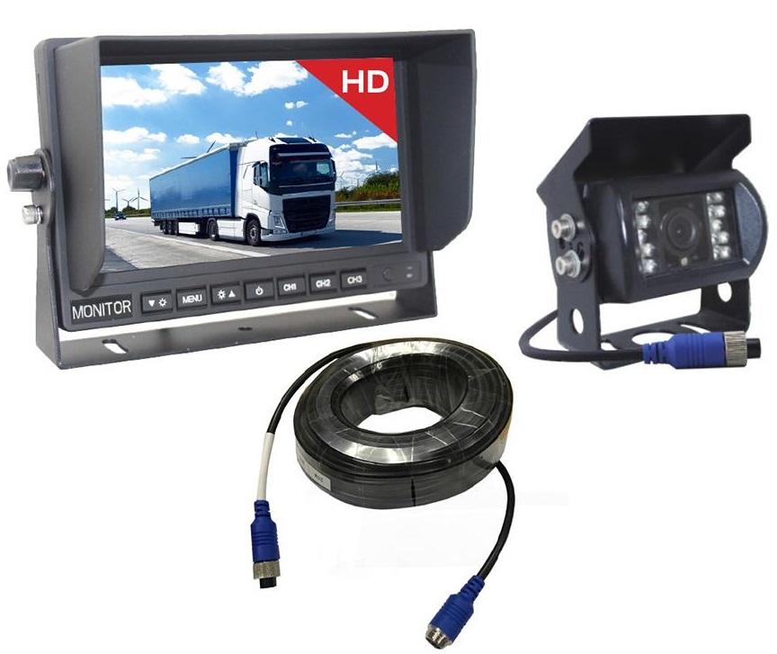 Set de camere auto pentru camioane VIGNAL Wired HD 720P D16033, cu cameră de marșarier și display de 7 inch, 720P, compatibil cu 12/24 V.