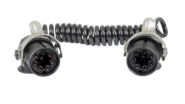 Cablu electric spiralat MVM model ECC011, cu 7 pini, compatibil EBS/ABS, culoare neagră