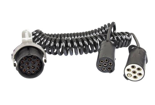 Cablu electric spiralat MVM ECC013 cu adaptor, culoare neagră