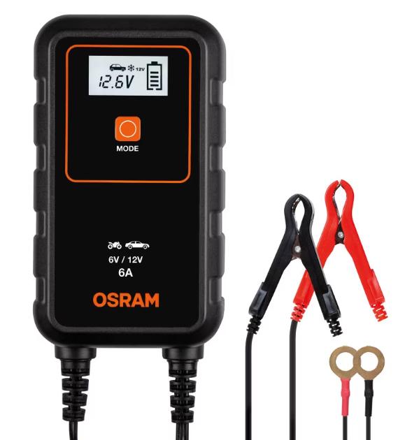 Încărcător pentru baterie auto OSRAM Battery Charge 906 OEBCS906, 6/12V, curent de încărcare 6 A, lungime cablu 1.5 m, compatibil cu sistemul Start/Stop