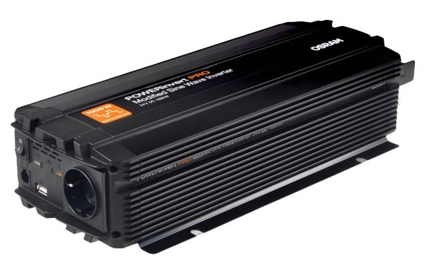 Invertor auto OSRAM Modified Sine Wave 1000W, 24V DC, OEINVMB10, cu o priză 230V și un port USB 2.1A
