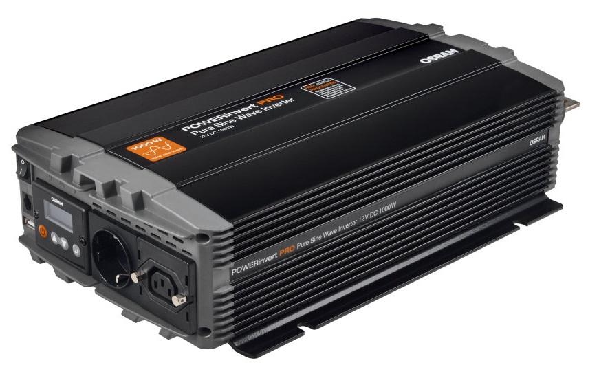 OSRAM Pure Sine Wave Invertor Auto OEINVPAR10, 12V DC, 1000W, RCD, 1 x Priză 230V + 1 x Port USB 2.1A