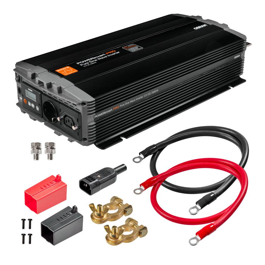 Convertor auto OSRAM Pure Sine Wave OEINVPAR20, 12V DC, 2000W, RCD, 1 x priză 230V + 1 x USB 2.1A