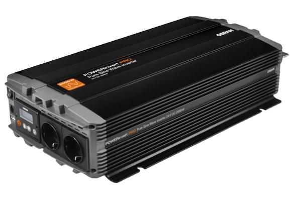 OSRAM Invertor Auto Pure Sine Wave OEINVPB20, 24V DC, 2000W, cu 2 prize 230V și 1 port USB 2.1A
