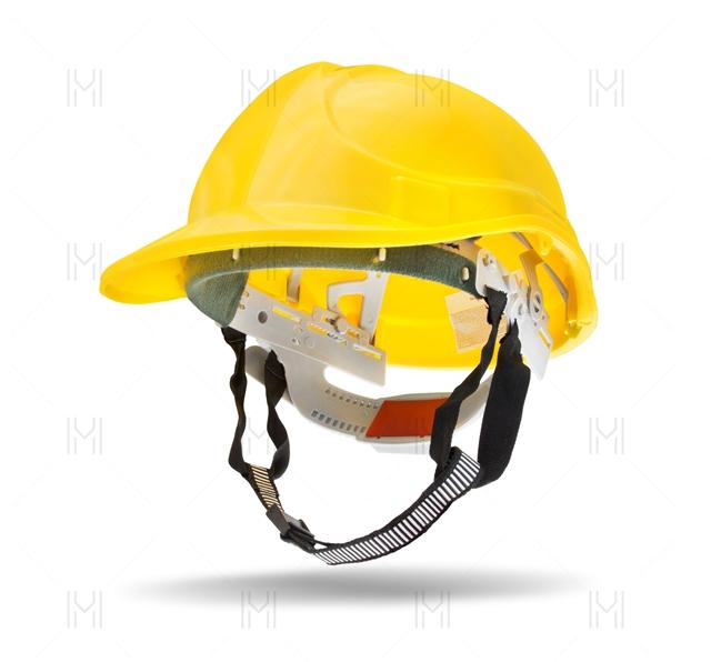 Cască de protecție galbenă MVM cu prindere în patru puncte și curea pentru bărbie TBA007/YMVM