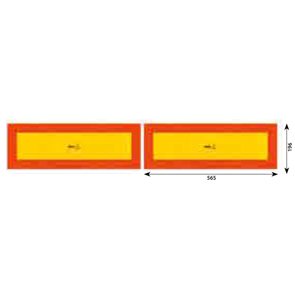 Set 2 plăcuțe reflectorizante HICO TWY088, 565 x 196 mm, galben și roșu, aluminiu, model RR 70.01