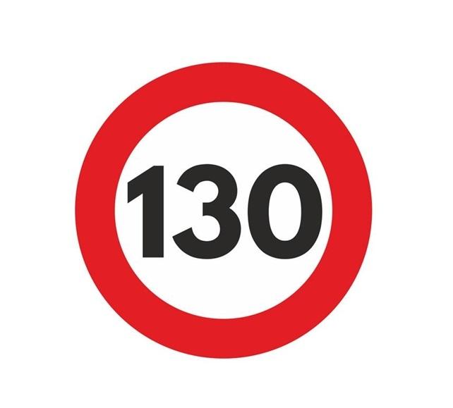 Autocolant reflectorizant pentru limită de viteză 130 km/h, model VESTA TWY108VE, diametru 130 mm
