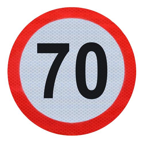 Autocolant reflectorizant MVM VEM035/R - Limită de viteză 70 km/h, Clasa I, diametru 200 mm