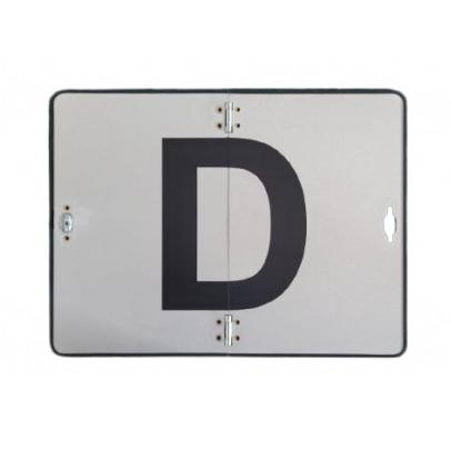 Plăcuță pliabilă verticală semn D MVM VEM044RO/F1, din aluminiu