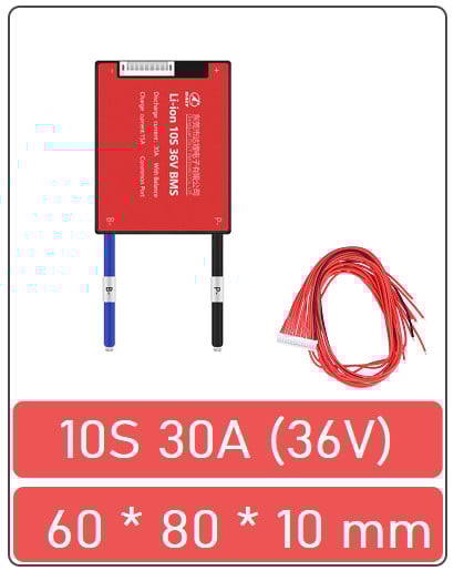 BMS acumulator Li-ion 10S 30A (36V)