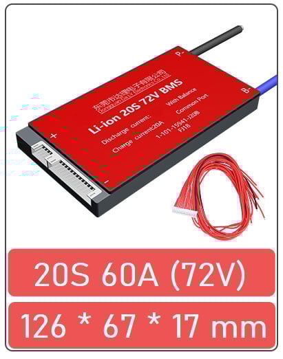 BMS pentru baterie Li-ion 20S 60A (72V)