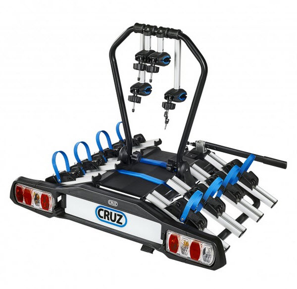 Suport pentru 4 biciclete cu montare pe cârligul de remorcare Cruz Pivot, 13 pini, CZ940-515