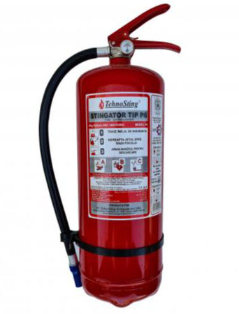 Extinctor cu pulbere TehnoSting, capacitate 6 kg, model P6