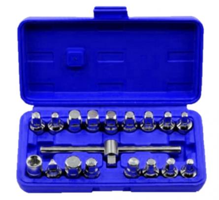 Set de chei pătrate pentru șuruburi baie de ulei Garage Meister GM52008, cu cutie pentru depozitare și transport