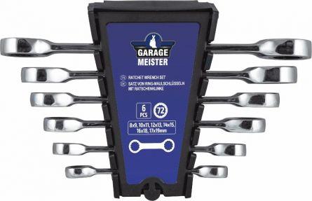 Set de 6 chei inelare drepte cu clichet Garage Meister GM53021, dimensiuni 10-19 mm