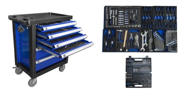 Cărucior cu 6 sertare echipat cu 379 de unelte - Garage Meister GM53198