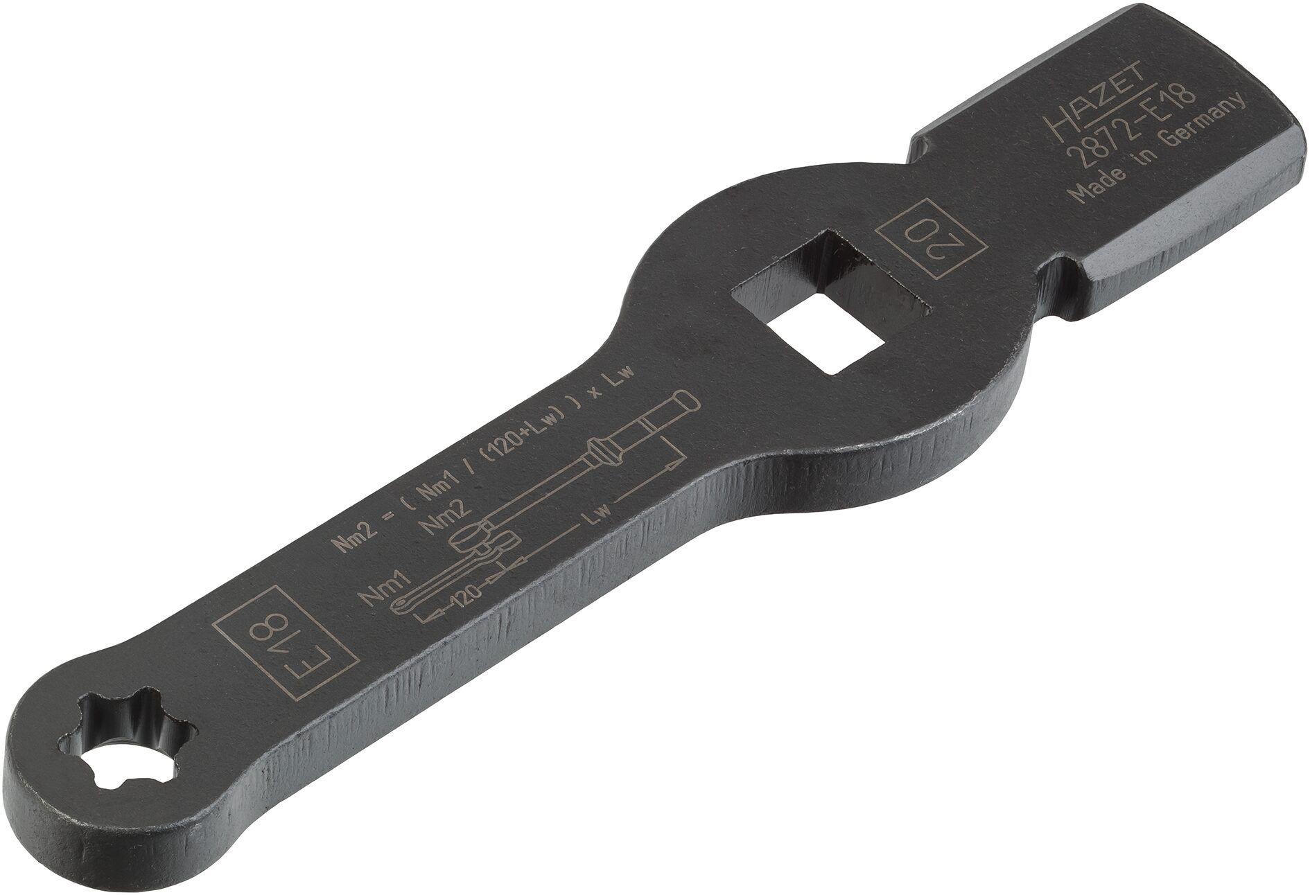 Cheie inelară de impact HAZET 2872-E18, 215 mm, deschidere E18, oțel crom-vanadiu
