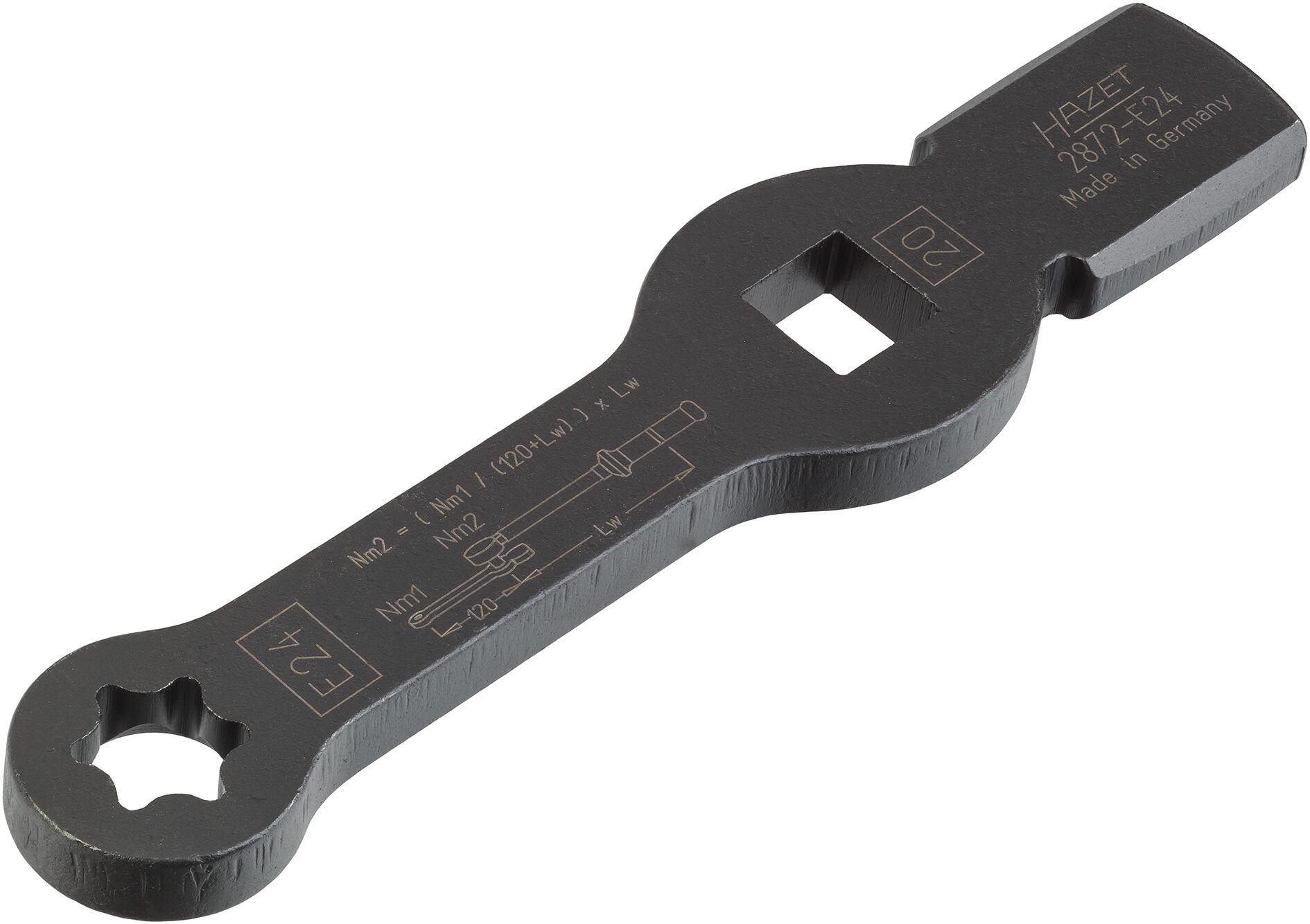 Cheie inelară de impact HAZET HZ2872-E24, 219 mm, profil Torx, deschidere E24, oțel crom-vanadiu (CV)