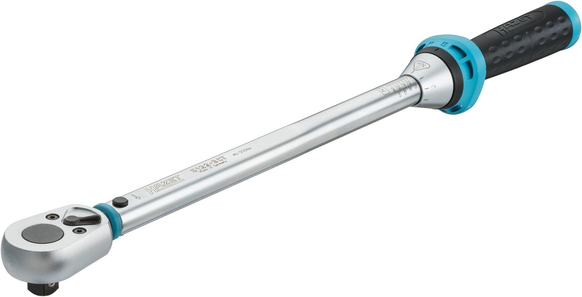 Cheie dinamometrică HAZET HZ5122-3CT, interval de strângere 40-200 Nm, lungime 519 mm, cu prindere pătrată de 1/2 inch