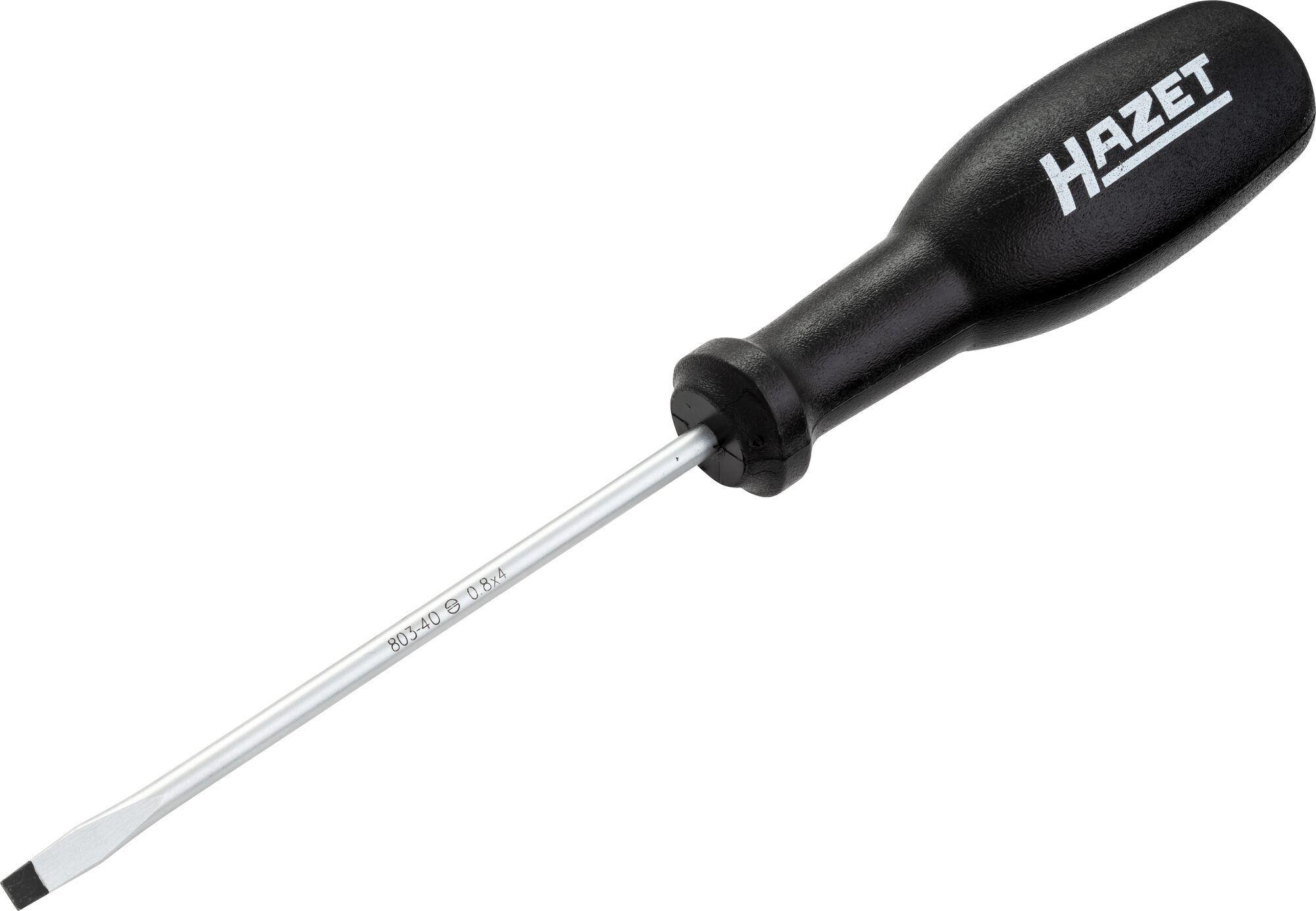 Șurubelniță Dreaptă HAZET Trinamic HZ803-40, 0.8 x 193 mm, Mâner Aderent, Suprafață Cromată
