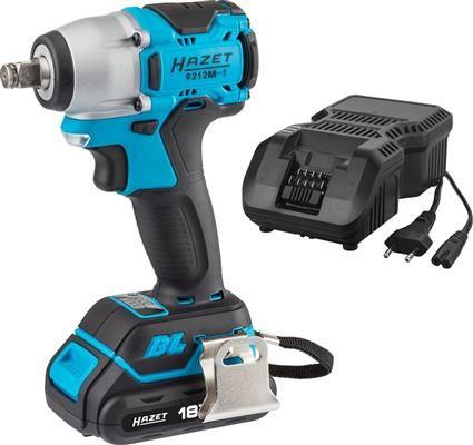 Mașină de înșurubat electrică cu percuție HAZET HZ9212M-1, antrenor pătrat de 1/2 inch, cuplu maxim de 220 Nm, 3200 bpm, acumulator Li-Ion de 18V și 2.0 Ah