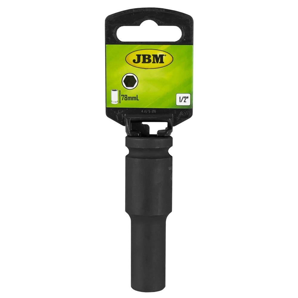 Cheie tubulară lungă de impact JBM 12063, profil hexagonal, antrenor pătrat de 1/2 inch, deschidere de 13 mm, lungime 78 mm, oțel crom-molibden