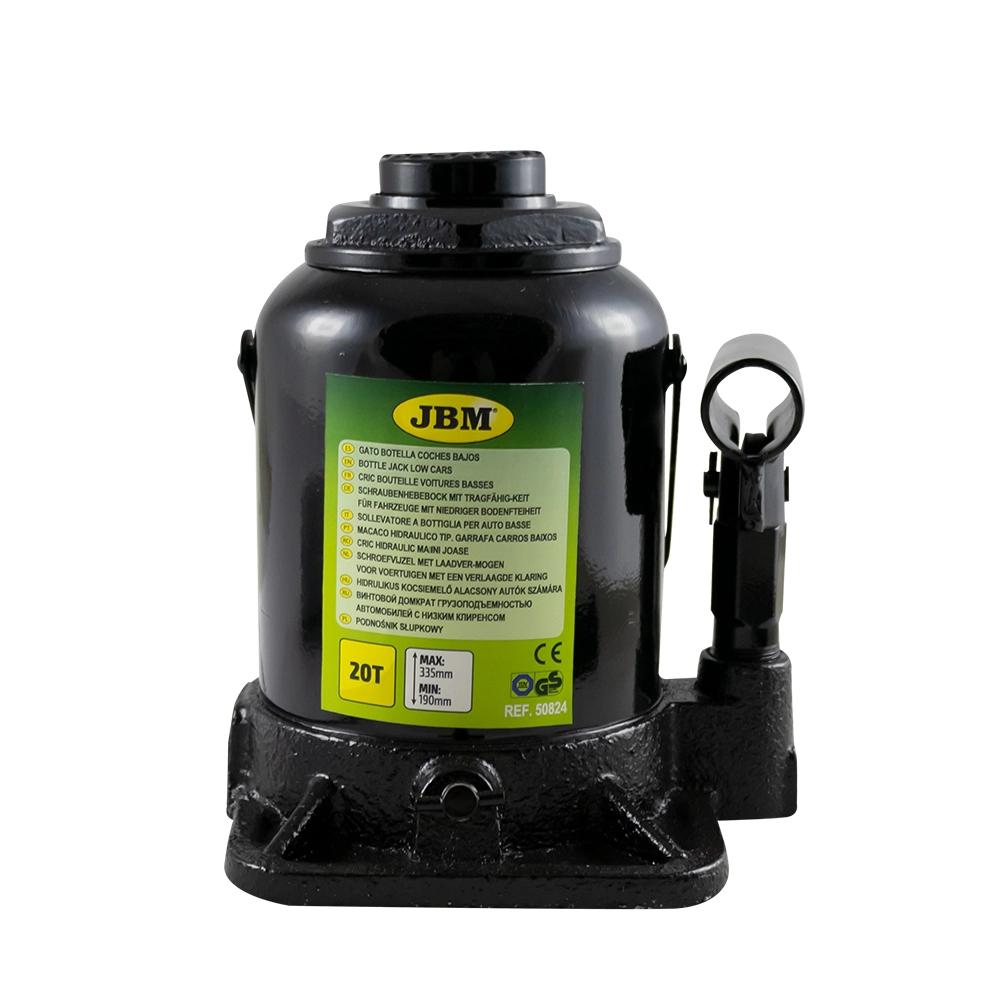 Cric Hidraulic JBM 50824, Capacitate de Ridicare 20 Tone, Înălțime de Ridicare 190-335 mm, Ideal pentru Mașini Joase, Culoare Neagră