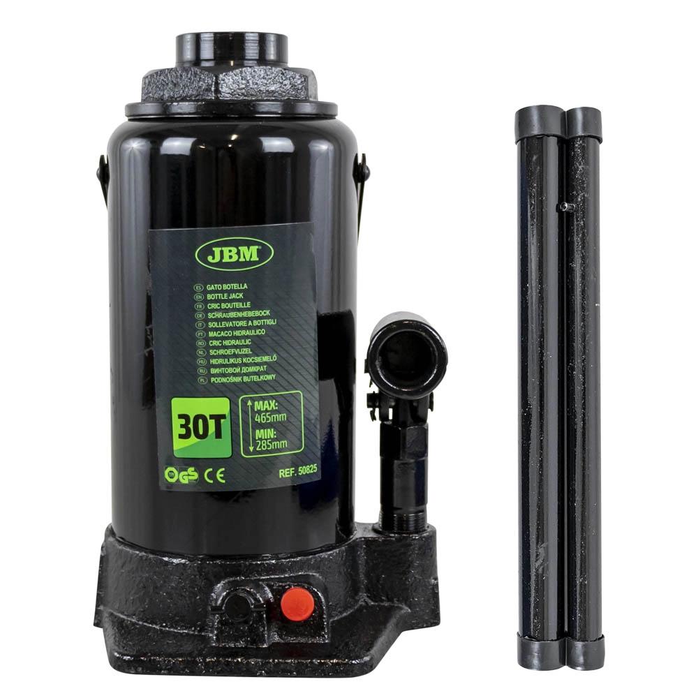 Cric Hidraulic JBM 50825, Capacitate de Ridicare 30 Tone, Înălțime de Ridicare 285-465 mm, Culoare Neagră