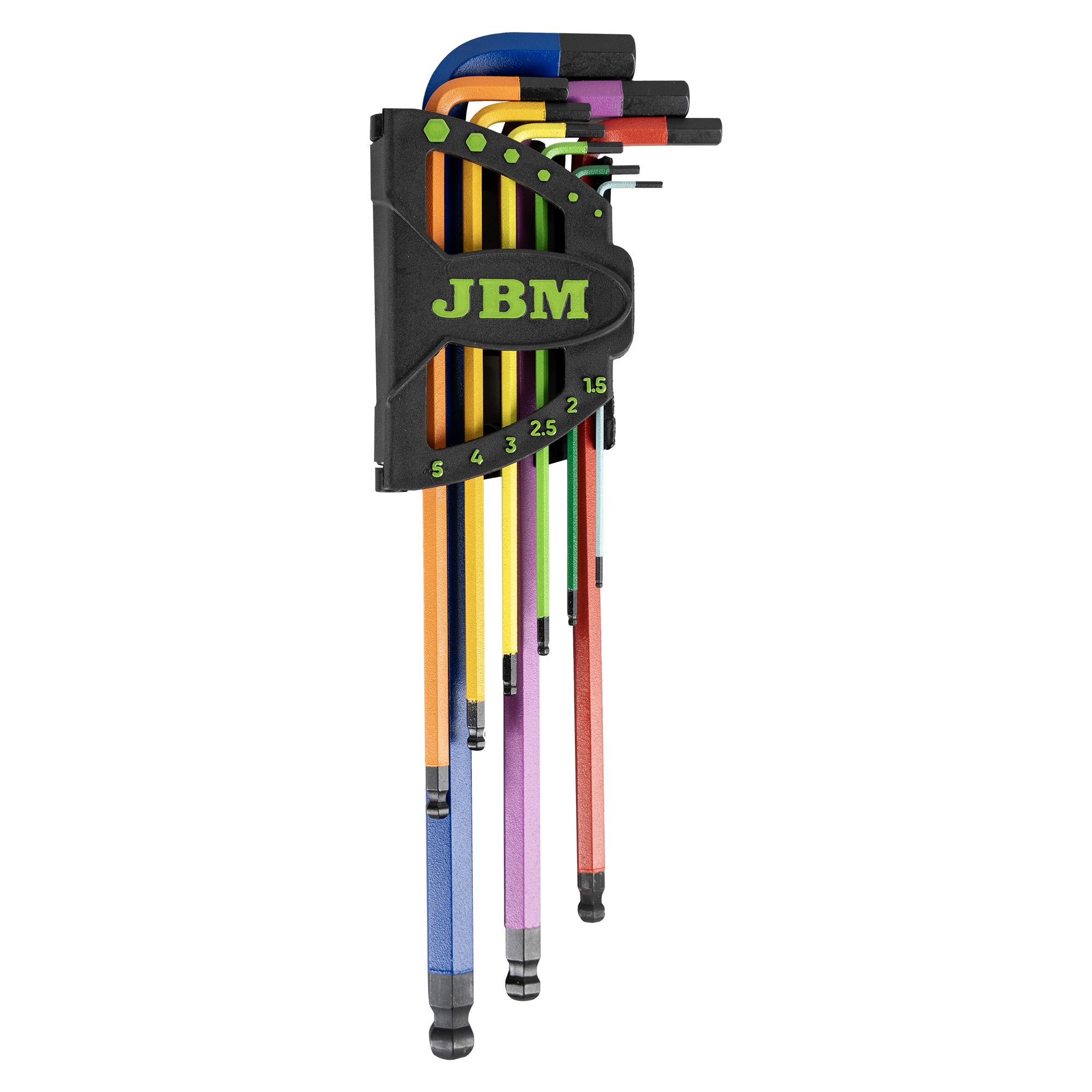 Set de 9 Chei Hexagonale Extra Lungi, Colorate, cu Vârf Rotunjit - JBM 54531