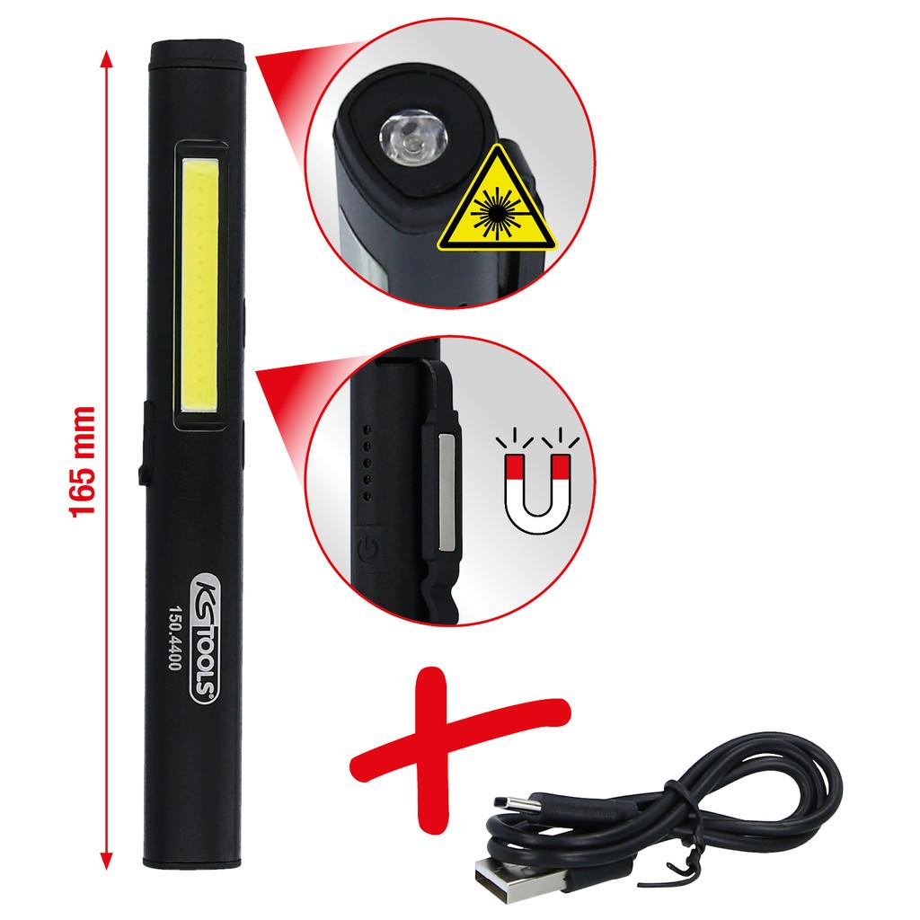 Lampă de Inspecție cu Bandă LED COB, 350 Lumeni, cu LED UV și Indicator Laser