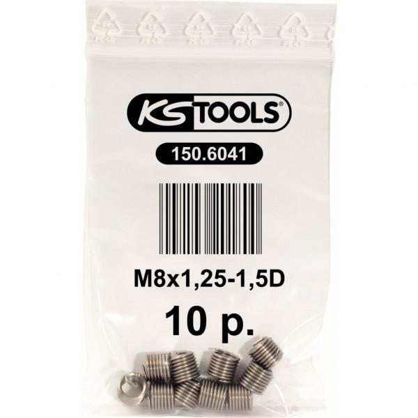 Set de 10 inserții filetante KS TOOLS KS150.6041, filet M8x1.25, lungime 10.8 mm