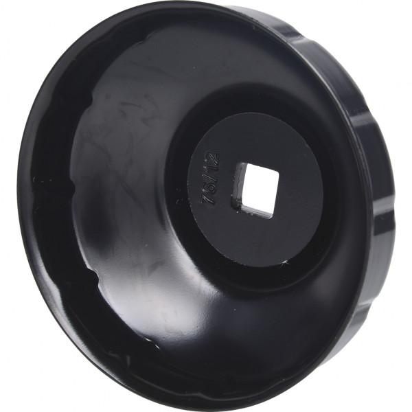 Cheie pentru filtru de ulei KS TOOLS 150.9338, cu antrenor de 3/8 inch, deschidere de 76 mm, 12 caneluri, din oțel pentru scule
