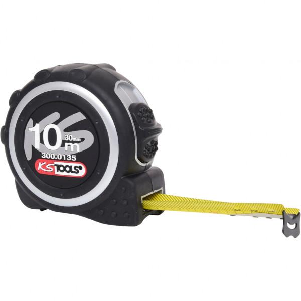 Ruletă cu blocare KS TOOLS 300.0135 MET, 10 m, bandă oțel, carcasă ABS, clasa de precizie 2