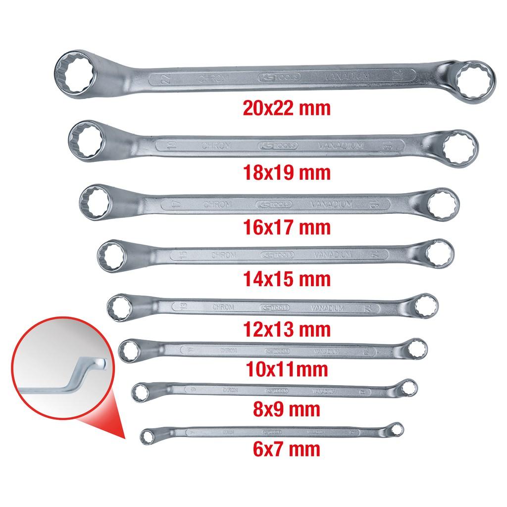 Set de 8 chei inelare duble cotite, dimensiuni 6-22 mm