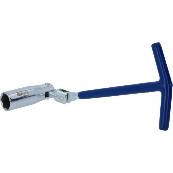 Cheie articulată cu mâner în T pentru bujii, KS TOOLS 517.1170, 235 mm, deschidere 16 mm, oțel crom-vanadiu